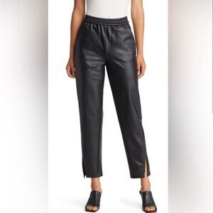 Halogen Faux Leather Elastic Waist Black Pants New!